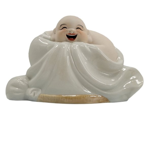 VTG Buddha Happy Wealth Lucky Maitreya Buddha Figurine Signed